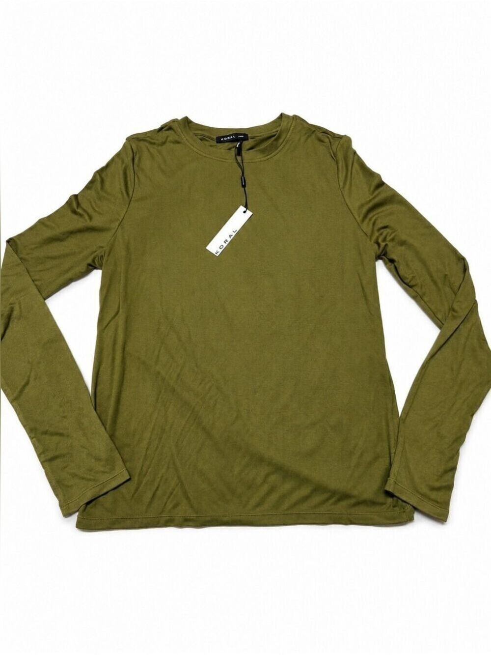 Koral Olive Green Open Back Long Sleeve Top Size Large NWT